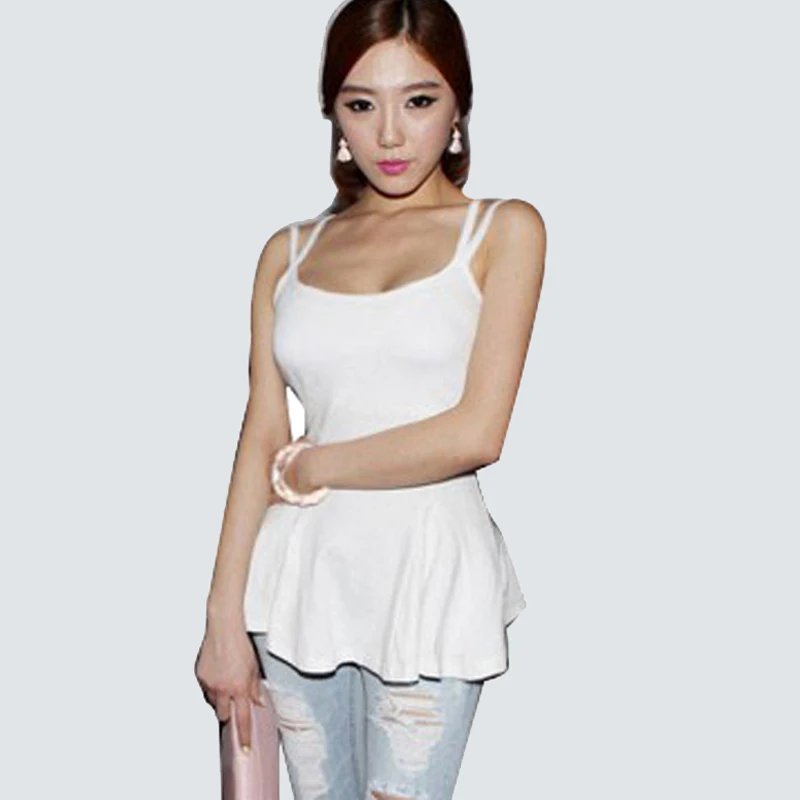 Пикантные хлопок Спагетти ремень basic Стиль Футболки для девочек футболки женские