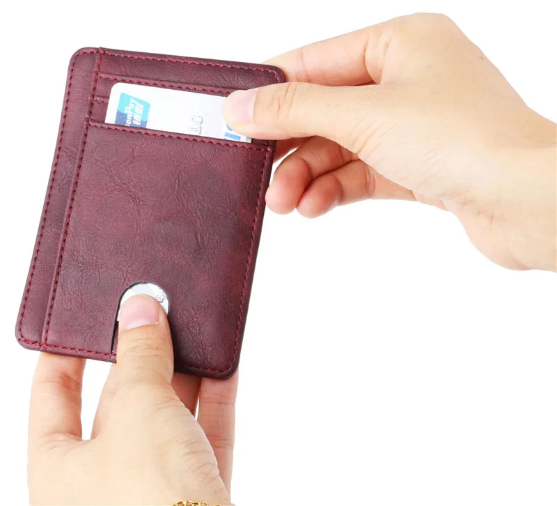 Тонкий RFID блокирующий кожаный кошелек, кредитный ID держатель для карт, кошелек, чехол для денег для мужчин и женщин, модная сумка для монет 11,5x8x0,5 см