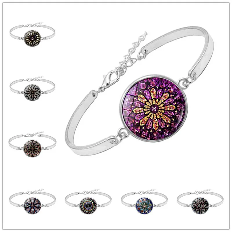 Браслет из серебра с цветными розами 12 стилей фотобраслет изображением собора