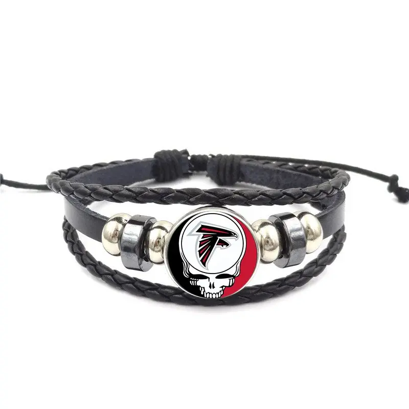 Женский браслет с надписью Grateful Dead черный кожаный ручной работы на свадьбу