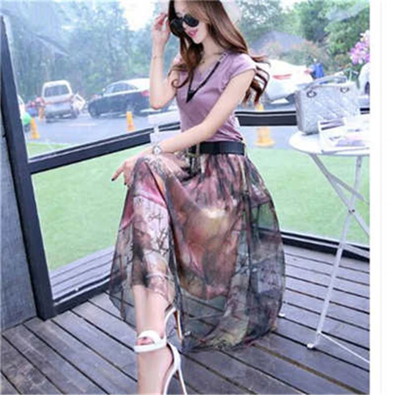Летнее шифоновое пляжное женское платье два комплекта макси платья Размер 2XL 2019 |