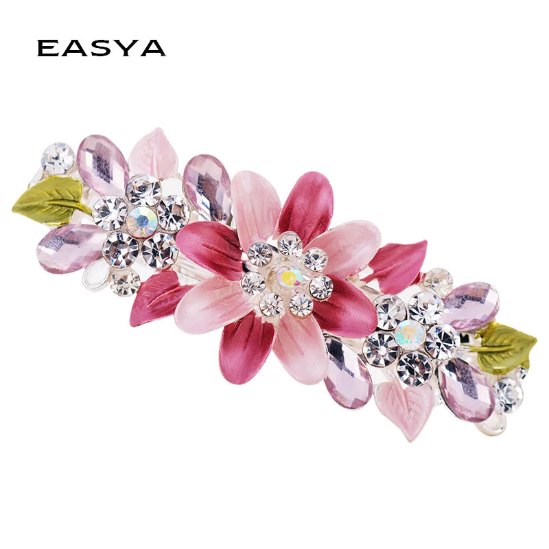 Модная Изысканная заколка для волос EASYA с кристаллами и цветами эмалированные