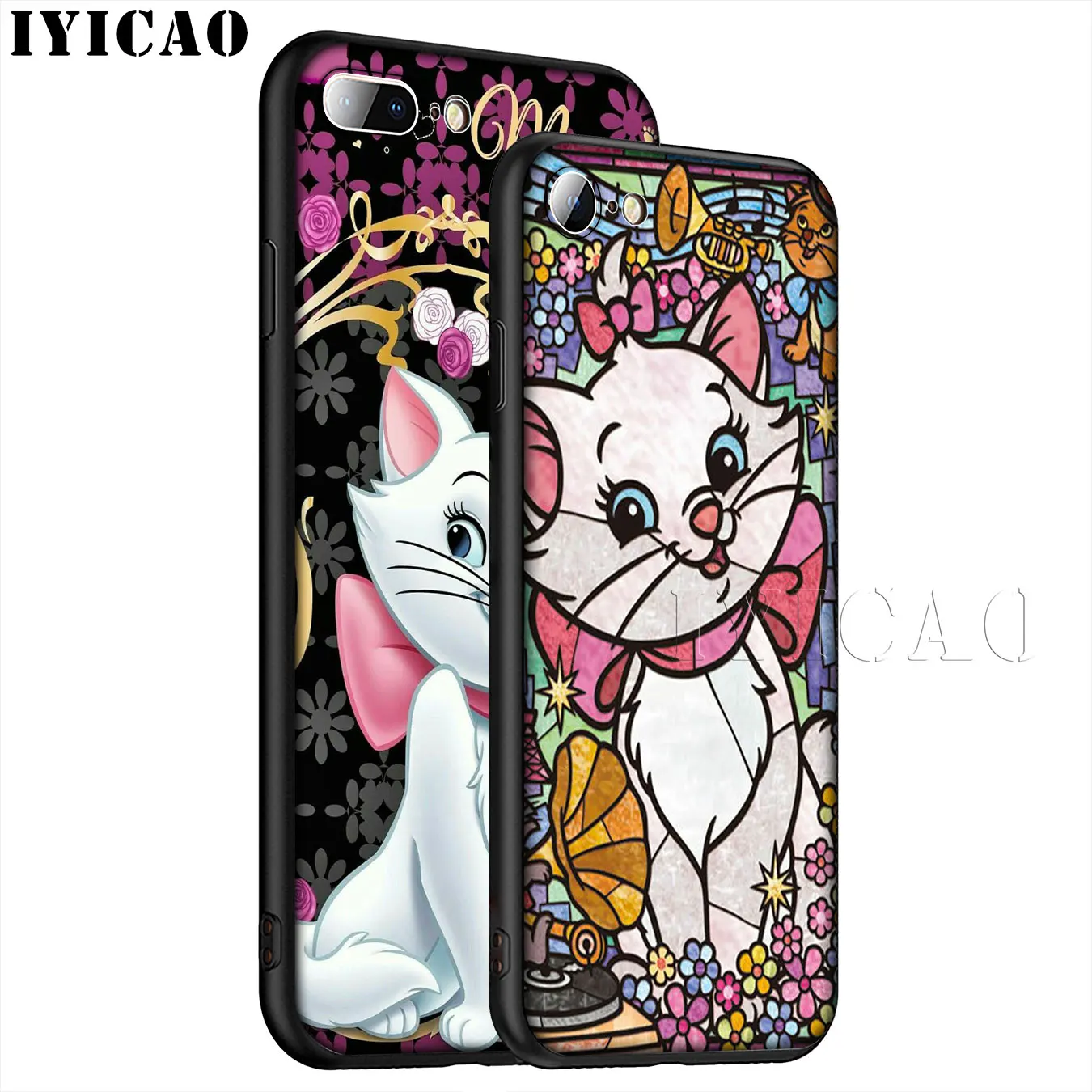 IYICAO Marie aristocrats cat Soft Silicone Phone Case for iPhone XR X XS 11 Pro Max 6 6S 7 8 Plus 5 5S SE 10 TPU Black Cover |