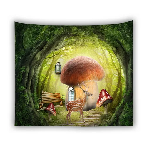 T160-7 phychedelic forest mushroom tapestry wall hanging dorm room decor deer animal wall blanket - Цвет: T160-7