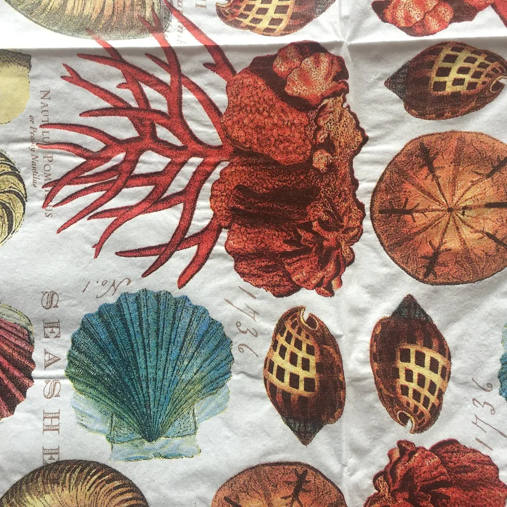 Винтажная салфетка для стола 33 см морской пляж Коралловая Медуза носовой платок