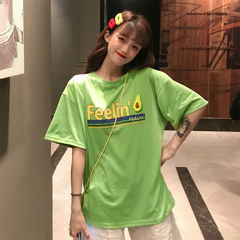 Футболка женская с коротким рукавом Повседневная Свободная рубашка в Корейском