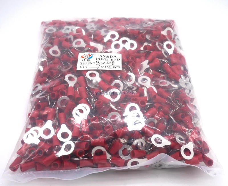 

1000pcs Crimp Terminal RV2-6 1.04-2.63mm^2 Crimp terminals Ring Terminal Brass
