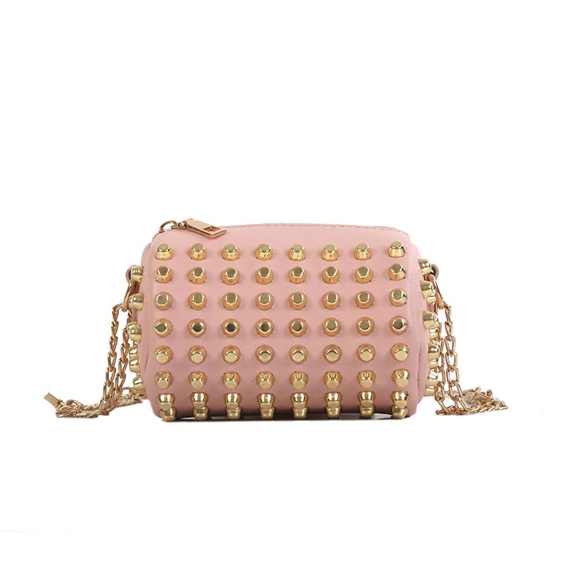 

Small Girl's Pillow Messenger Bag Mini Rivets Little Lady Cross body Bag Metal Chain Children Bag Purse for coin