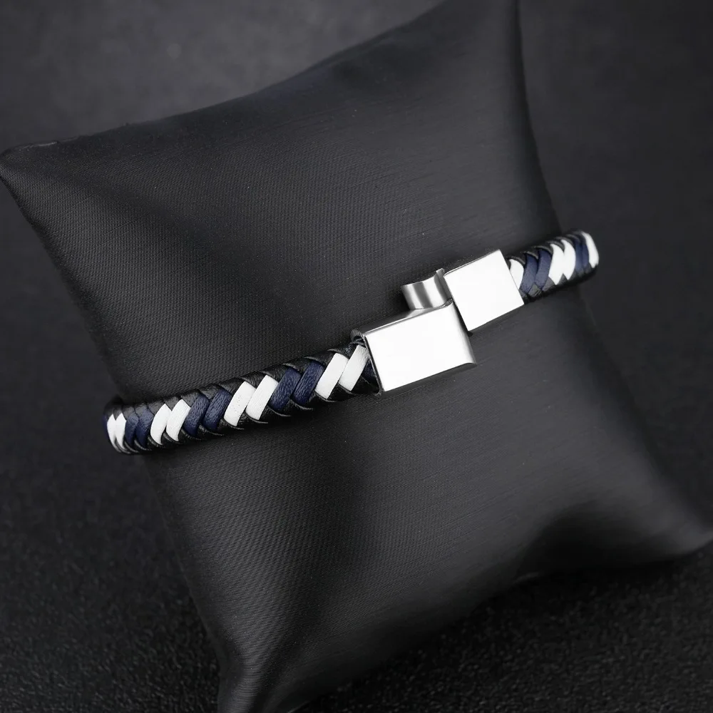 Трансграничной электронной коммерции источник творчески кожаный браслет с Titanium