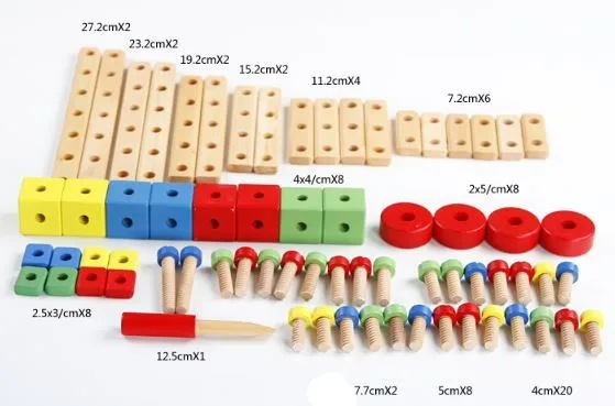 

Montessori Kids Toys Wooden Model Building Kits Nut-combination Learning Educational Training Brinquedos Juguets Airplanes
