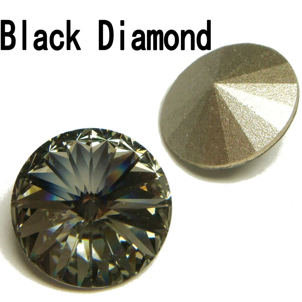 Black Diamond 1122 Rivoli Strass Crystal Rhinestones Element Cabochon Round AB Fuchsia GSHA Sew on Jewelry Accessories Garment Decoration - Цвет: Black Diamond