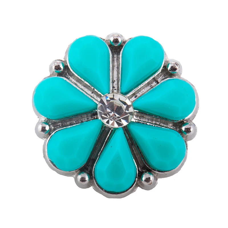 Мода красота камень синий цветок 18 мм кнопки оснастки подходят Кнопки для