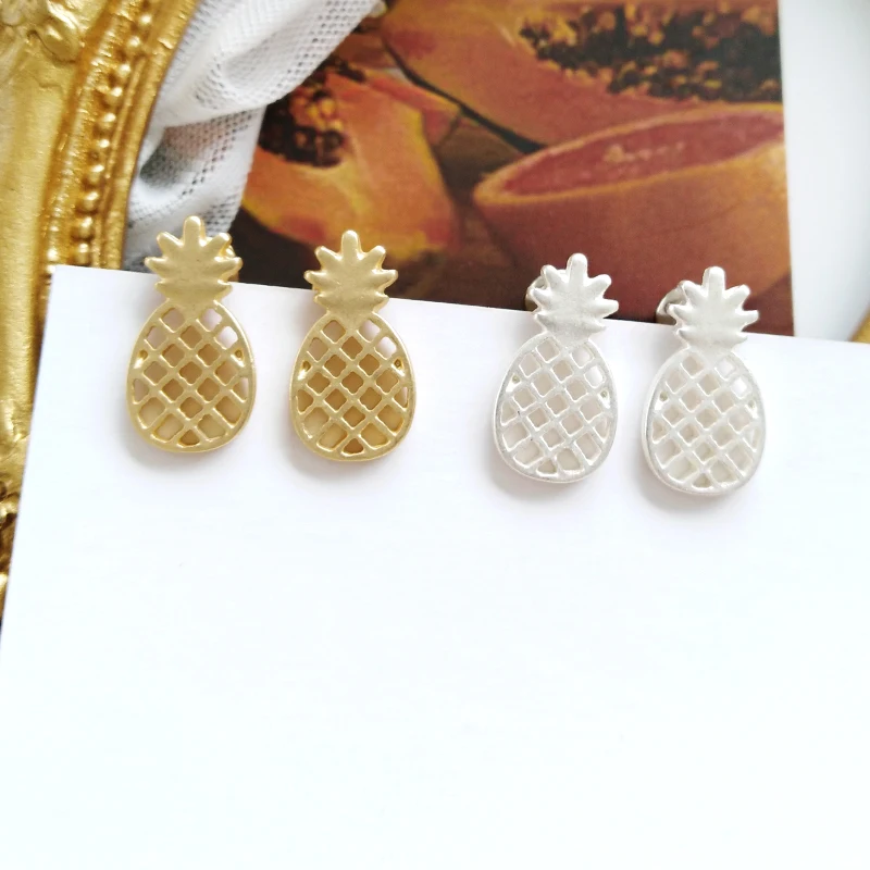 

Cute Pineapple Alloy Earring Filigree Cute Small Earrings For Girls Female