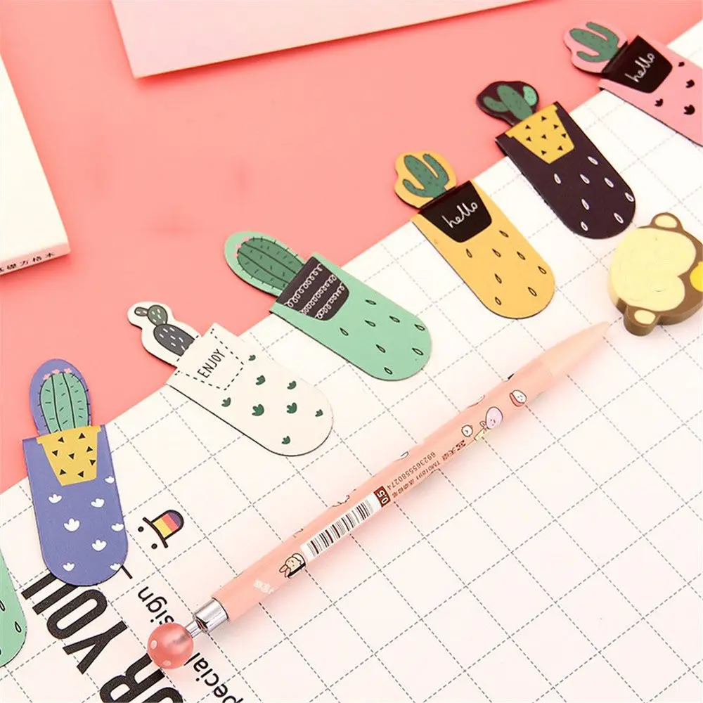 3 шт. милые кактус магнитные закладки Kawaii Канцтовары креативные бумажные