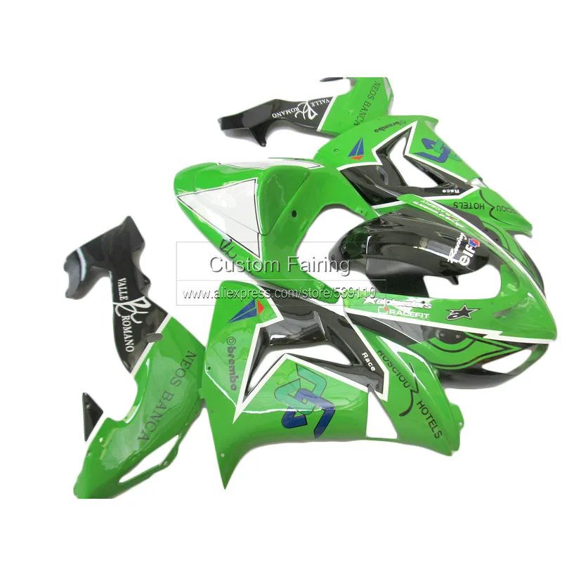 Высокое качество ABS Обтекатели для Кавасаки ZX 10R 2007 06 2007 06 ниндзя zx10r цвета: зеленый, черный обтекатель комплект ZR50