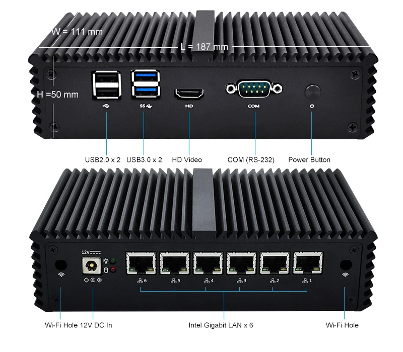 6 Lan межсетевой экран Micro Appliance Core I7-7500U кэш 4 м, до 3,50 ГГц AES-NI