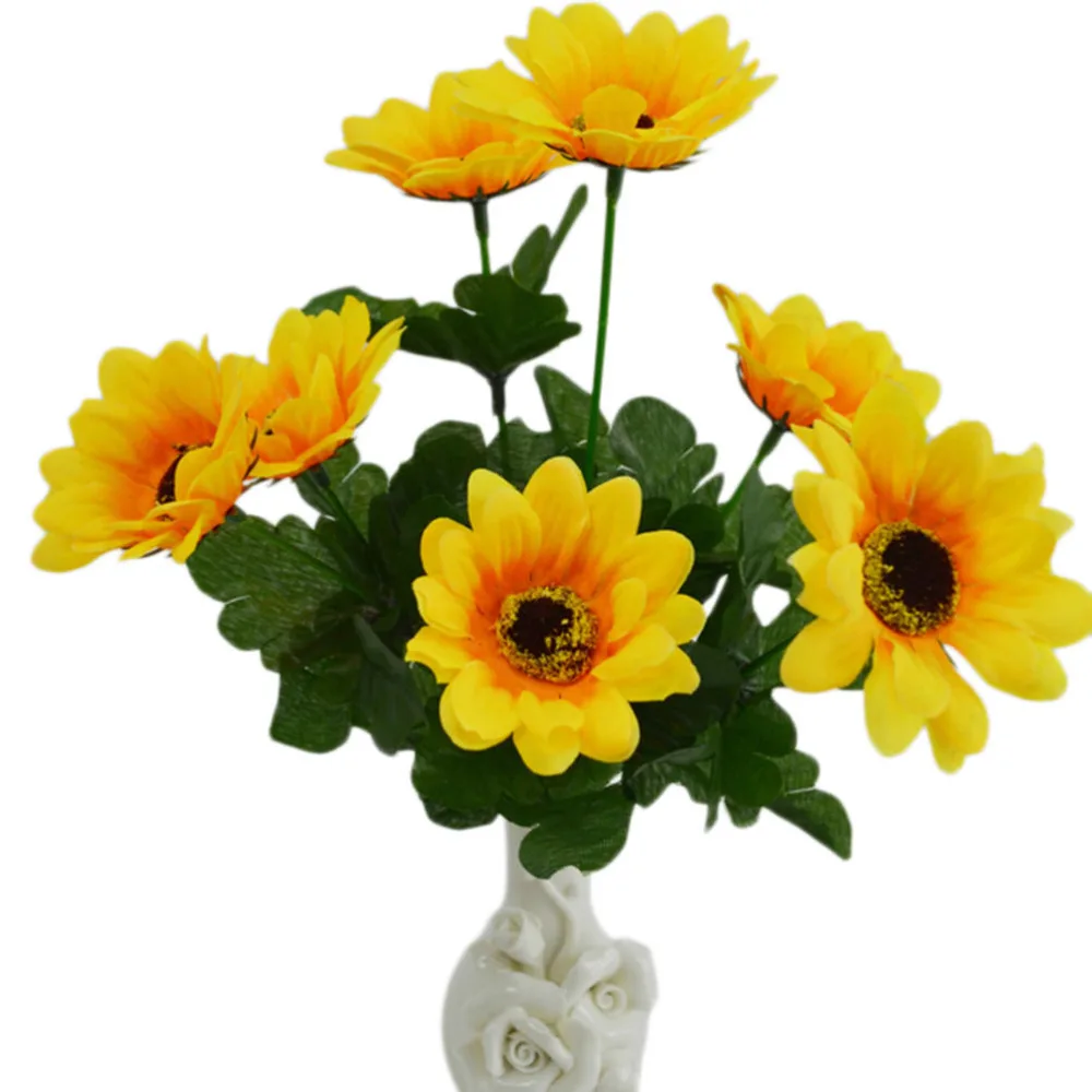 1 букет 7 головок искусственный цветок подсолнуха для свадебного украшения