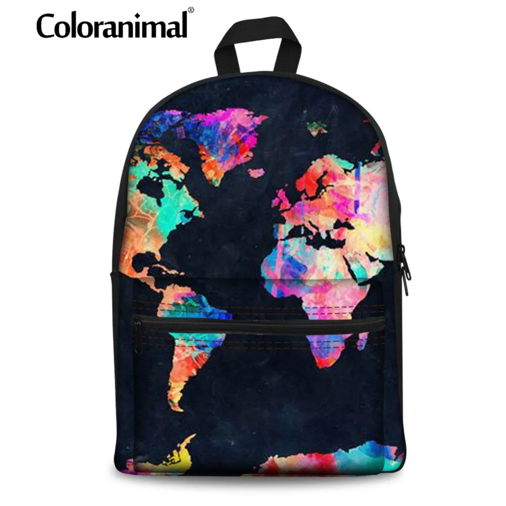 Рюкзак для подростков Coloranimal World Map женский и мужской большой повседневный рюкзак