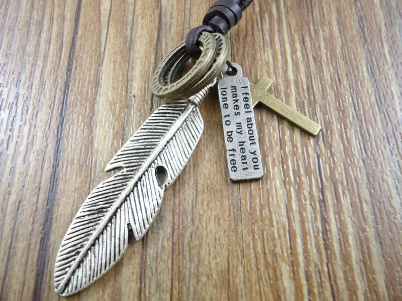 Ожерелье ручной работы из натуральной кожи для мужчин и женщин винтажное