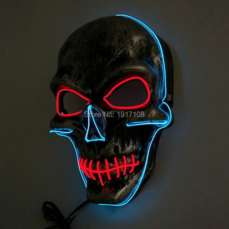 Новый дизайн Хэллоуин вечерние Маскарадная маска череп голова мода светодиод
