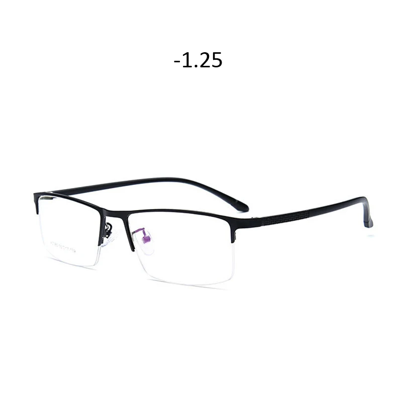 black myopia 1.25 Zilead полуоправа анти-синий светильник очки для близорукости Ретро Классические мужские Бизнес близорукие очки унисекс-0,75 до-4,0 - Цвет оправы: black myopia 1.25