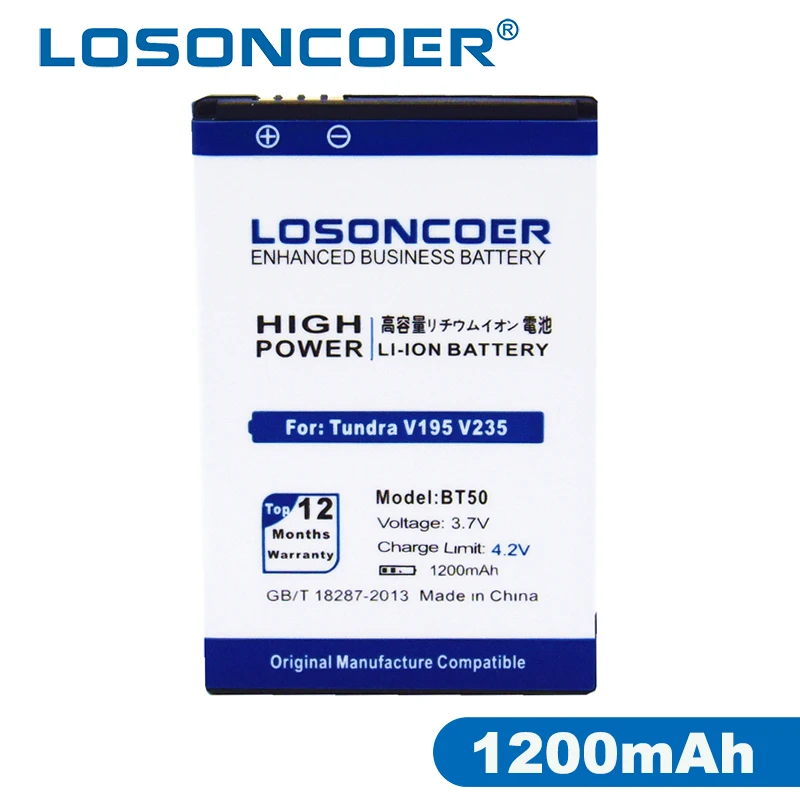 Аккумулятор LOSONCOER 1200 мАч BT50 для MOTOROLA Tundra V323 V325 V360 V360i V465 V975 V980 V360v V361 V195 V235 V365 |