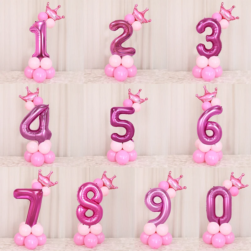 32 дюйма Серебряный Золотой Синий Розовый День рождения воздушные шары в форме