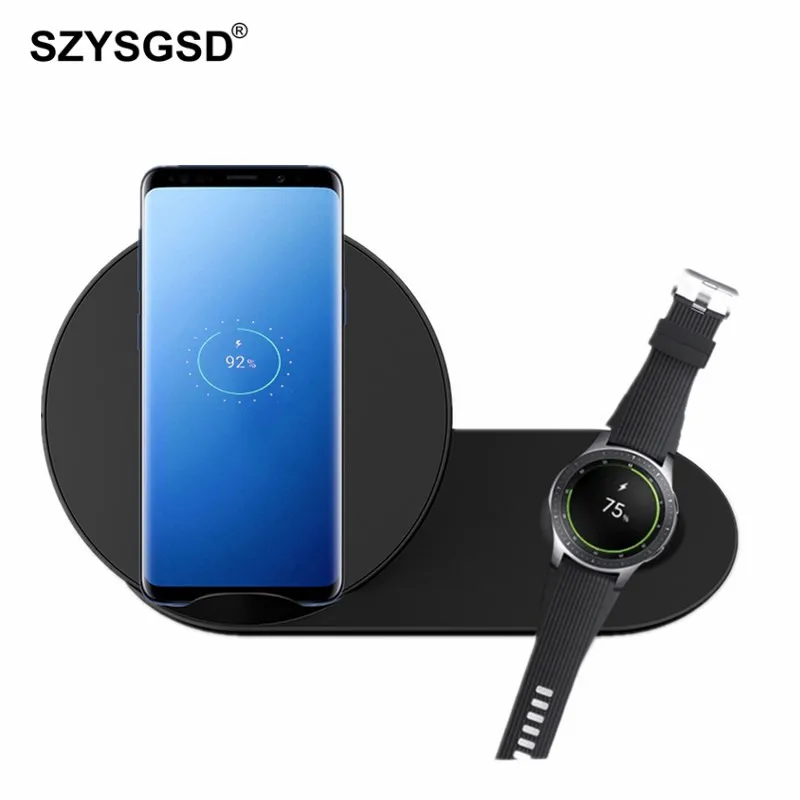 Qi Беспроводное зарядное устройство для iPhone X 8 Plus 2 в 1 держатель быстрой зарядки