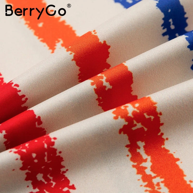 BerryGo богемные женские рубашки платье с рюшами в полоску асимметричное женское