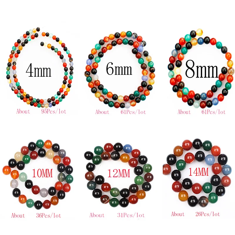 Круглые бусины из натурального камня смешанные цветные Агаты мелкий халцедон