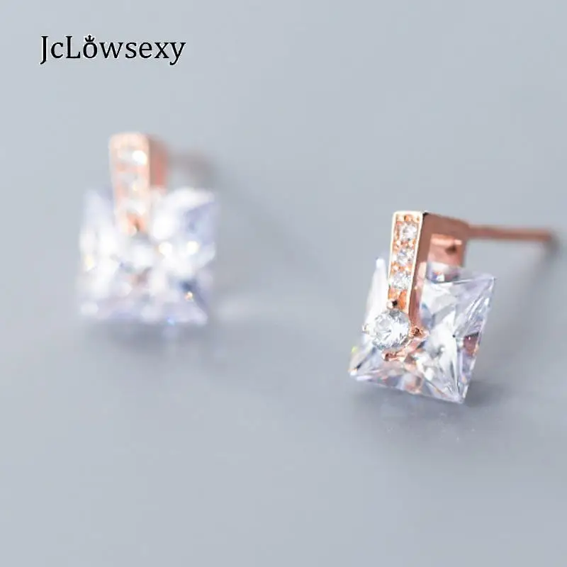 Серебро 925 пробы простые геометрические Мода Rosegold Стад Серьги модные для Для женщин украшений для девочек подарок на день рождения