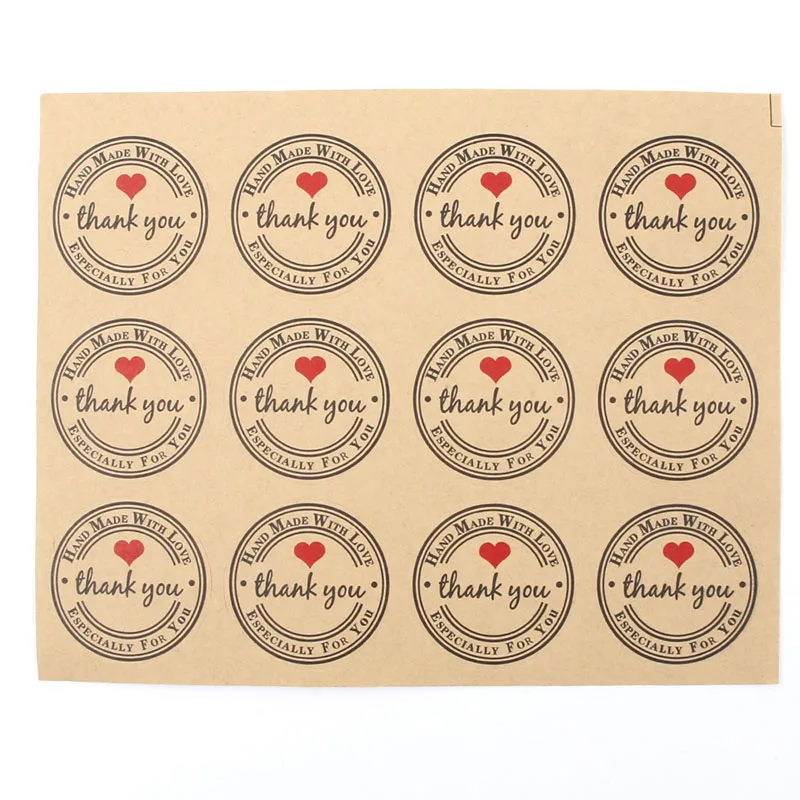 2 60 шт ручной работы с красное сердце с надписью Love Thank you круглые Скрапбукинг Бумажные этикетки печать стикер для вас DIY подарок наклейка на упаковке - Цвет: 2