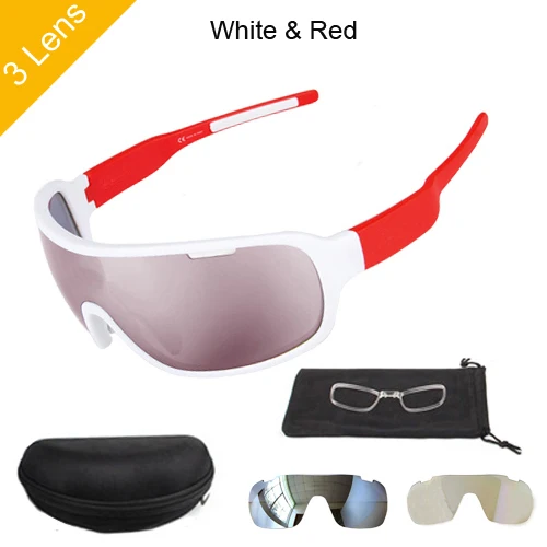 3 lens white red NEWBOLER, спортивные велосипедные очки, 5 линз, поляризационные, велосипедные солнцезащитные очки, для горного велосипеда, очки для мужчин и женщин, gafas oculos ciclismo - Цвет: 3 lens white red