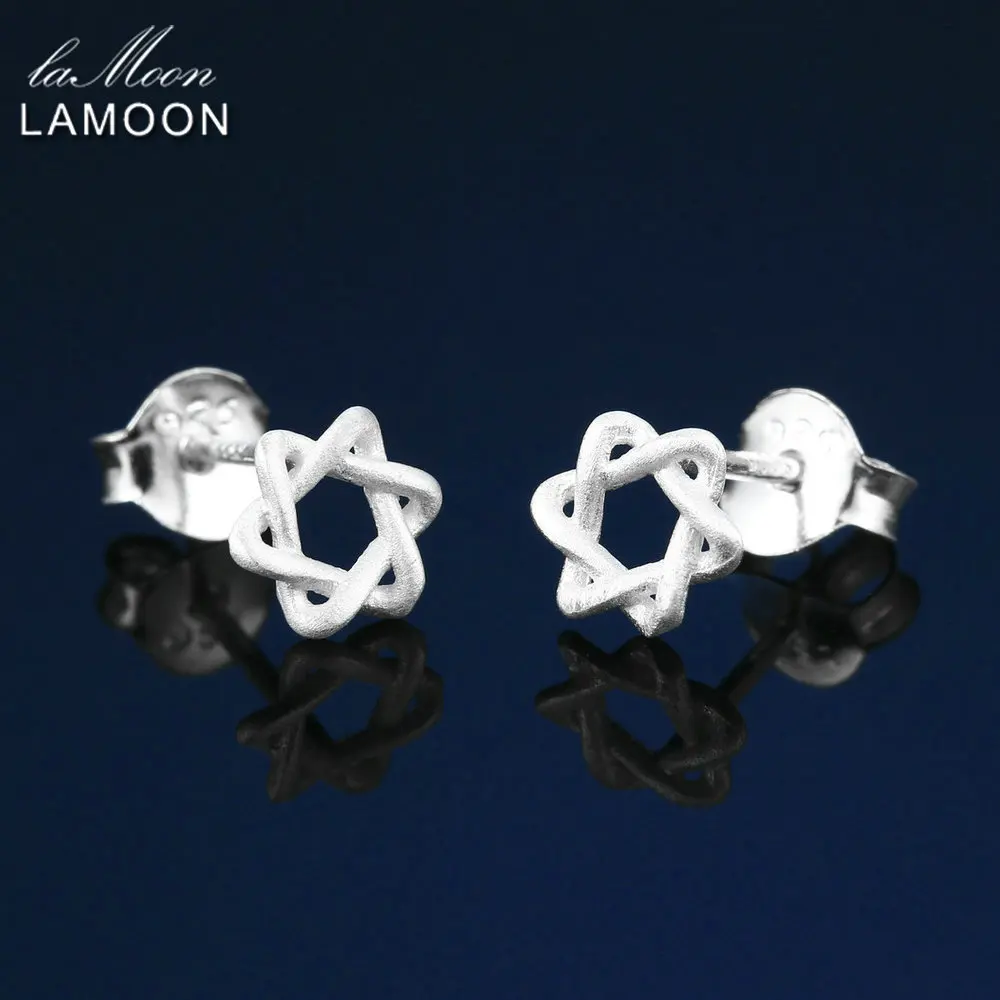 Женские серьги гвоздики с шестигранной звездой 100% чистое серебро 925 пробы