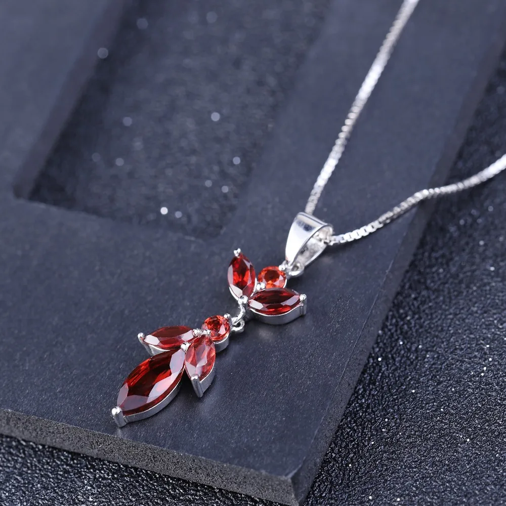 GEM'S балет 2.94Ct натуральный красный гранат чистый 925 пробы Серебряный цветок кулон ожерелье для женщин модные свадебные ювелирные изделия