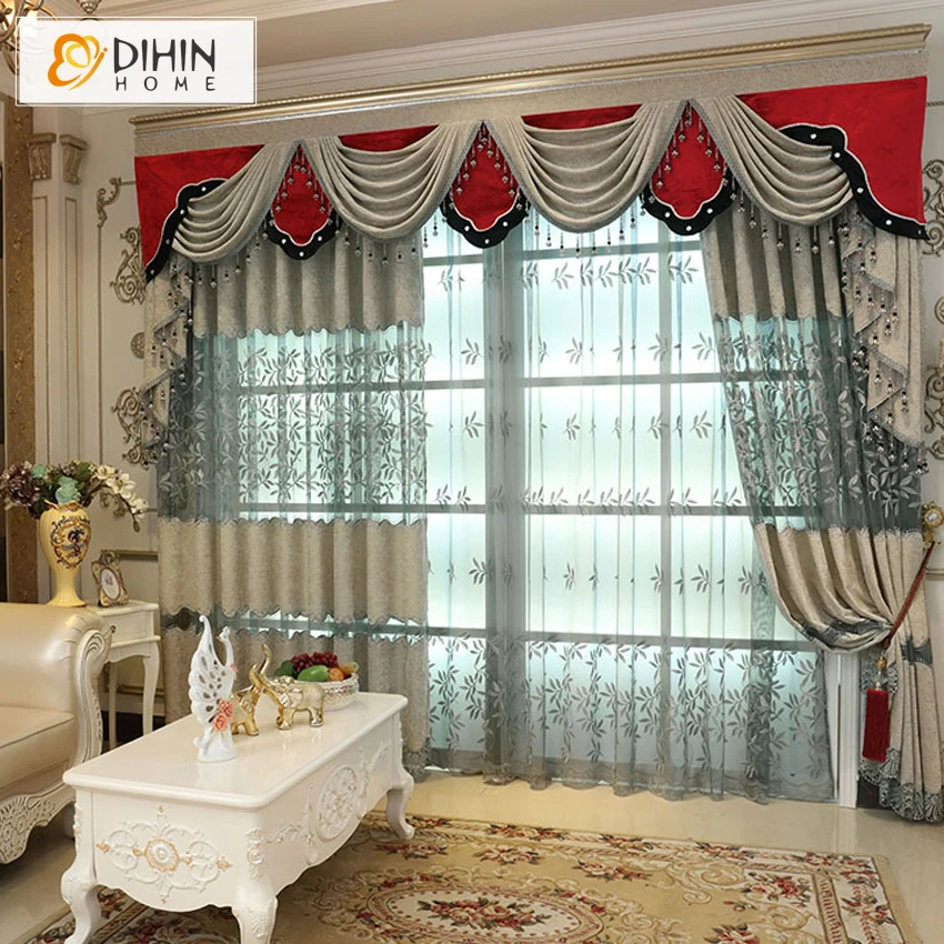 

DIHIN Hot Sale Embroidered European Rural Chemile Curtains Roman Window Shading Sitting Room Bedroom Curtains Ready Made Panel