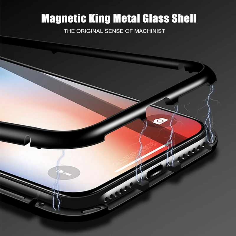Case For iPhone X XS/XS MAX XR Magnetic Adsorption Coque 6 6S 7 8 Plus Clear Tempered Glass Cover Back Metal Cases |