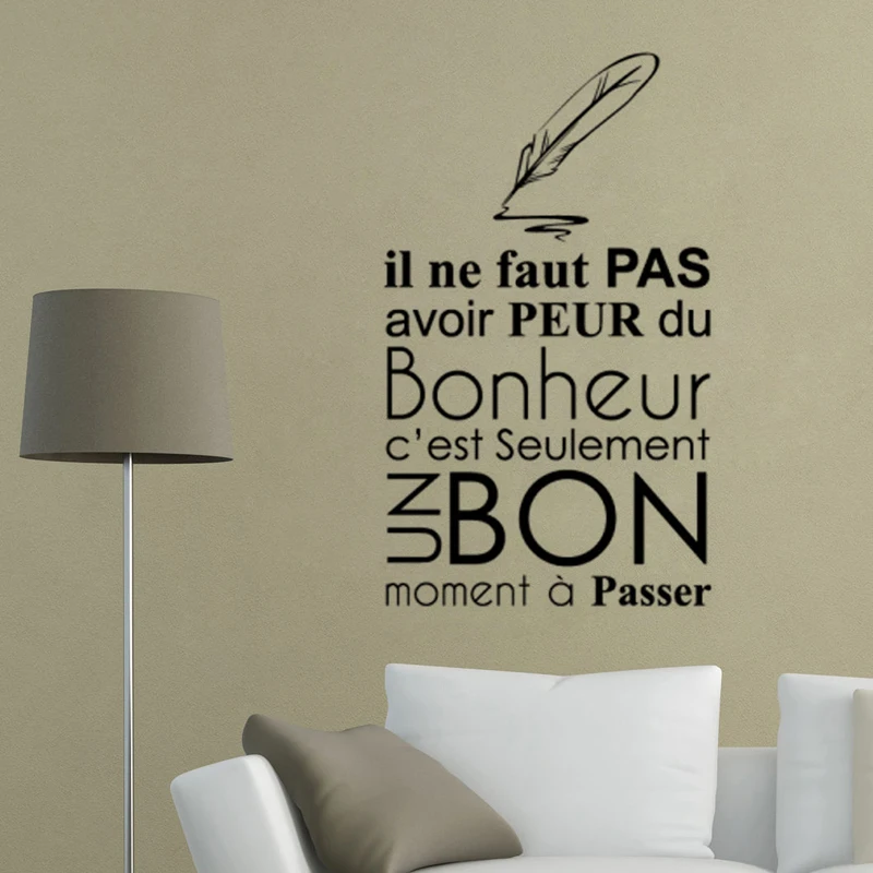 French Happiness Motto Vinyl Art Wall Stickers Home Decoration Living room Bedroom Decals Murals JG2730 | Дом и сад