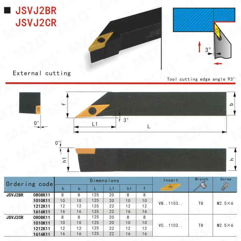 MZG JSVJ2CR 1010K11 12*12 16*16 вращающаяся штанга мелкие детали Обработка инструмента