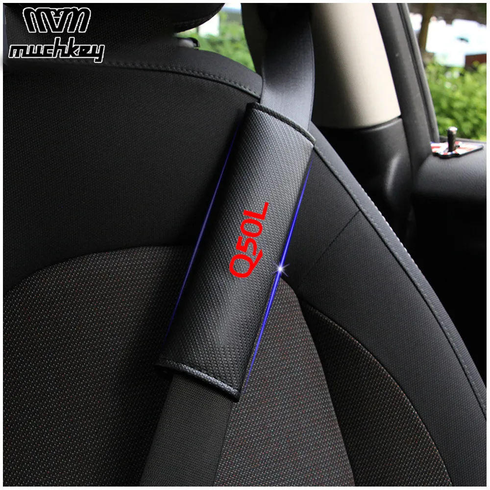 

For Infiniti Q50L Car Seat Belt Shoulder Strap Protect Pads Cover No Slip No Rubbing Soft Comfort 2Pcs Red Blue White