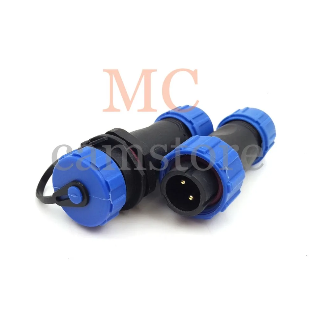 SP13 2pin Водонепроницаемый авиационный разъем IP68 Штекер и розетка 2-х проводные пайка соединителя кабеля на улицу.