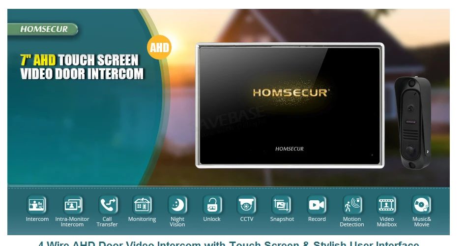 HOMSECUR " проводной AHD видео и аудио Домашний домофон с записью и снимком BC041HD-B+ BM718HD-B