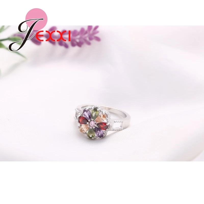 Женское кольцо из серебра 925 пробы с цветным кристаллом|jewelry rings|jewelry women ringsjewelry