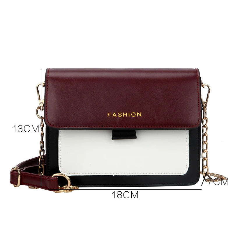Youda контраст из искусственной кожи Модные женские сумка на плечо с цепью ремень ретро курьерские сумки