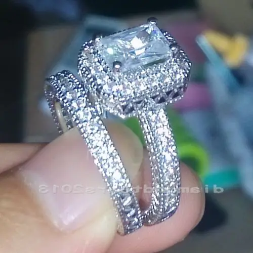 Комплект обручальных колец в стиле ретро с фианитом 10 карат | Украшения и