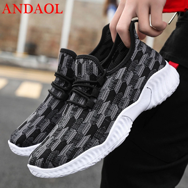 

ANDAOL New Men's Casual Shoes Hight Quality Mesh Breathable Comfortable Travel Trainers Luxury Massage Non-Slip Campus Sneakers