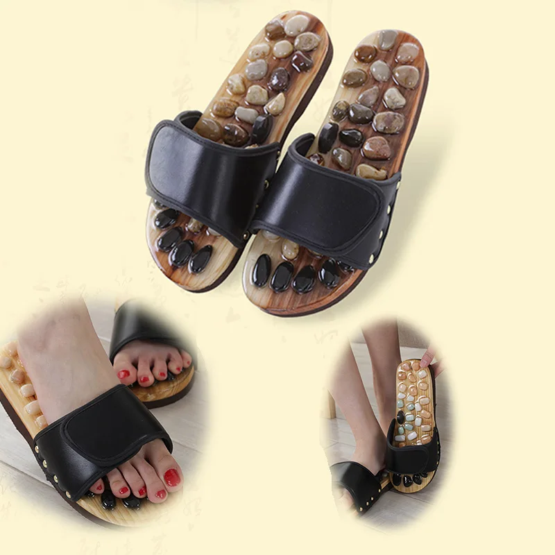 Natural Pebble Stone Foot Massage Shoes Slipper Reflexology Sandals JS88 |