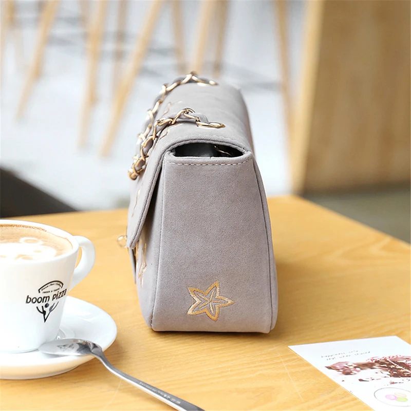 2018 винтажная бархатная сумка с вышивкой со звездами для женщин женская Замшевая