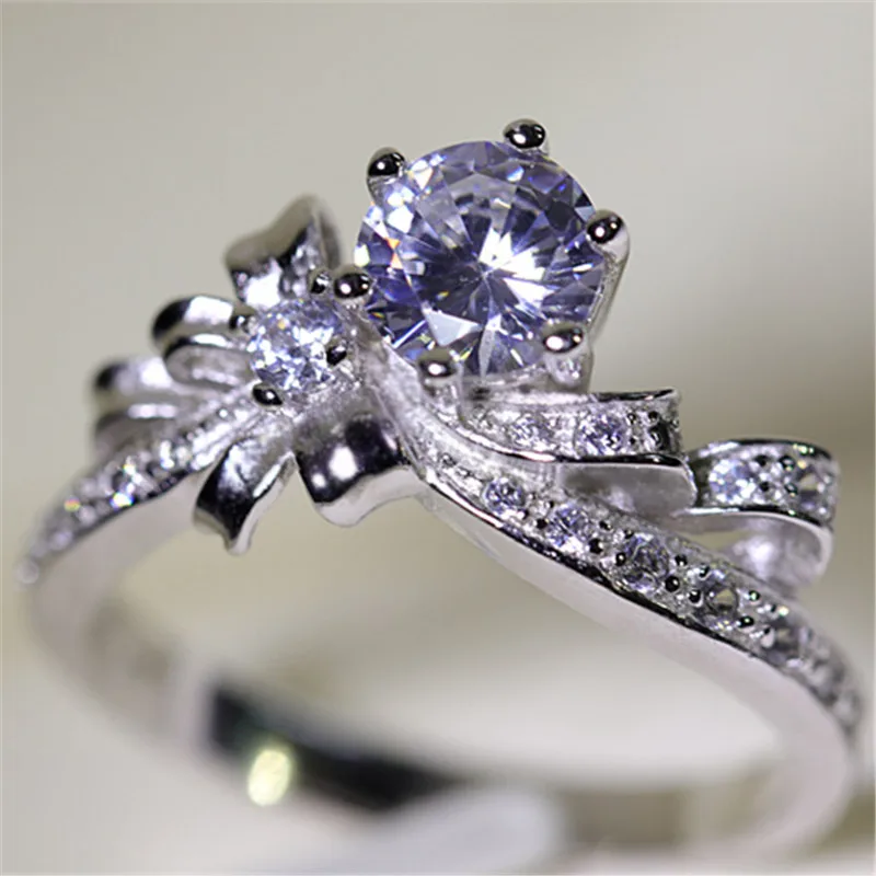 Винтажные кольца CC S925 для женщин белое золото посеребренное свадебное ювелирное