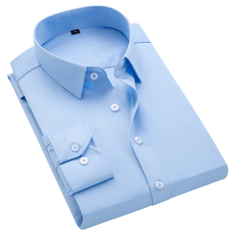 New Smart Casual Shirts Men Wedding Business Party Formal Business Men Dress Shirts Male Solid White Shirt Mans Plus Size